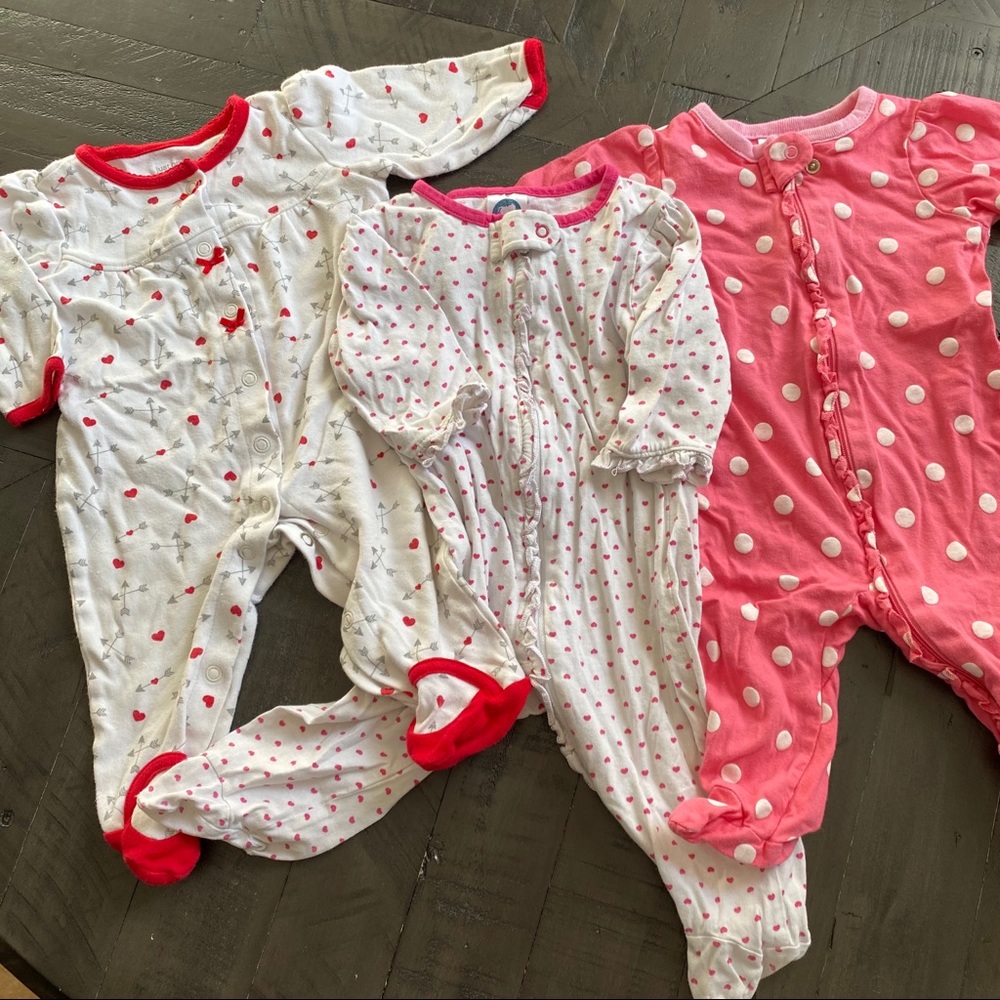 3 Valentine's Day Girls Sleeper 0-3mo